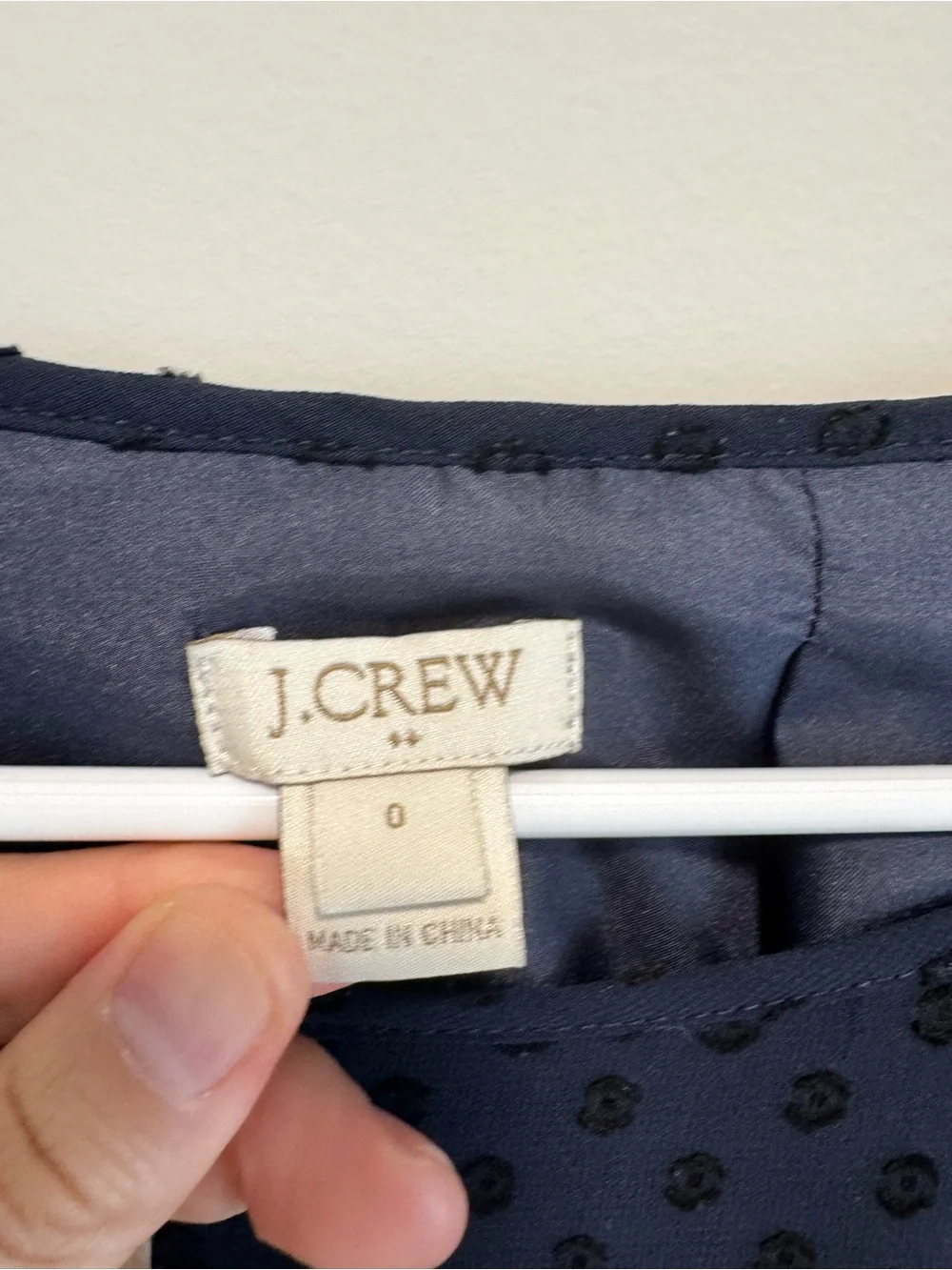 J. Crew Navy Long Sleeve Dot-Textured Elastic Waist Dress
